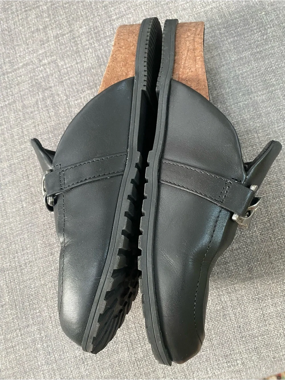 Vionic Black Slip-On Mules with Silver Chain Accent